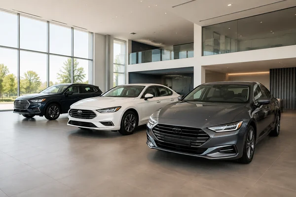 Illustrative modern car showroom