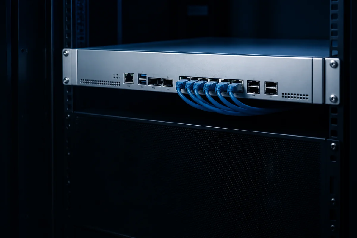 Illustrative rack-mounted network security appliance